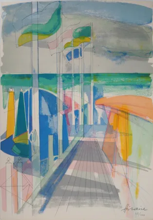 Lithografie Hilaire - Cavalier entrant dans la forêt