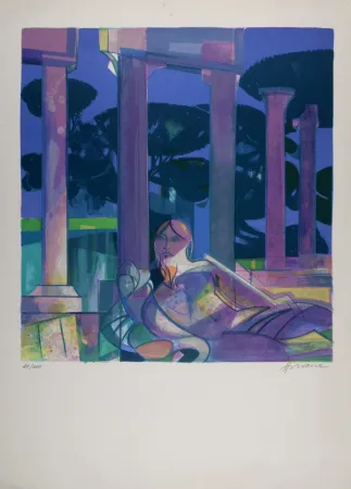 Lithografie Hilaire - Déesse au repos, circa 1975 - Hand-signed