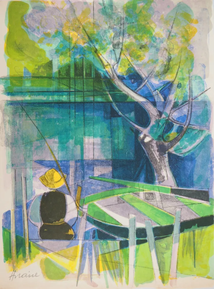 Lithografie Hilaire - Le pécheur