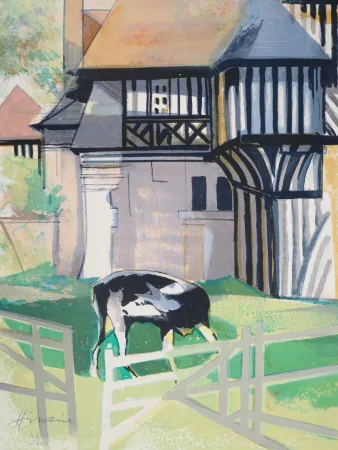 Lithografie Hilaire - Maison normande à colombage