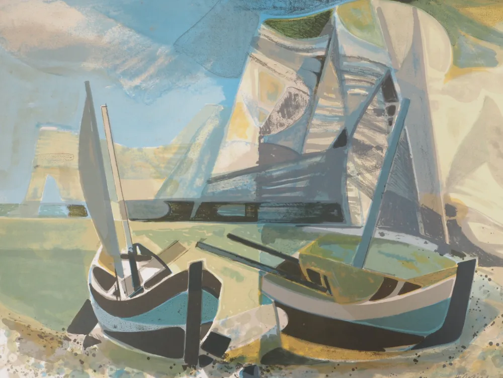 Lithografie Hilaire - Normandie, les falaises d'Etretat