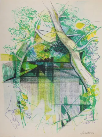 Lithografie Hilaire - Printemps en Alsace (la Moder près de Haguenau)