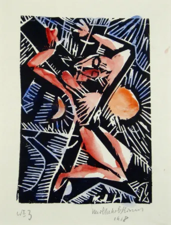 Houtsnede Hirsch - Christus am Kreuz (Christ on the cross)