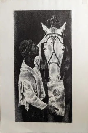 Lithografie Hirsch - Man and Beast