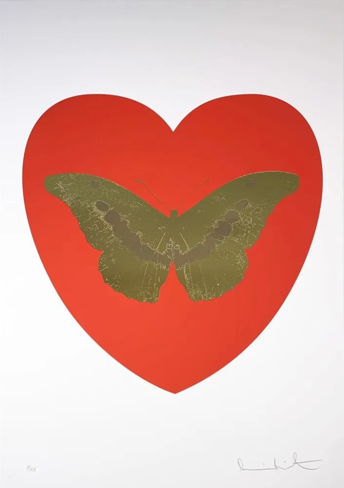 Zeefdruk Hirst - I Love You - Red/ Oriental Gold/ Cool Gold