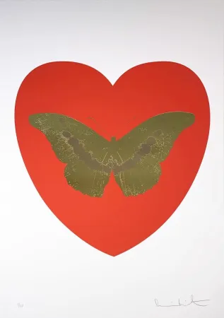 Zeefdruk Hirst - I Love You - Red/ Oriental Gold/ Cool Gold