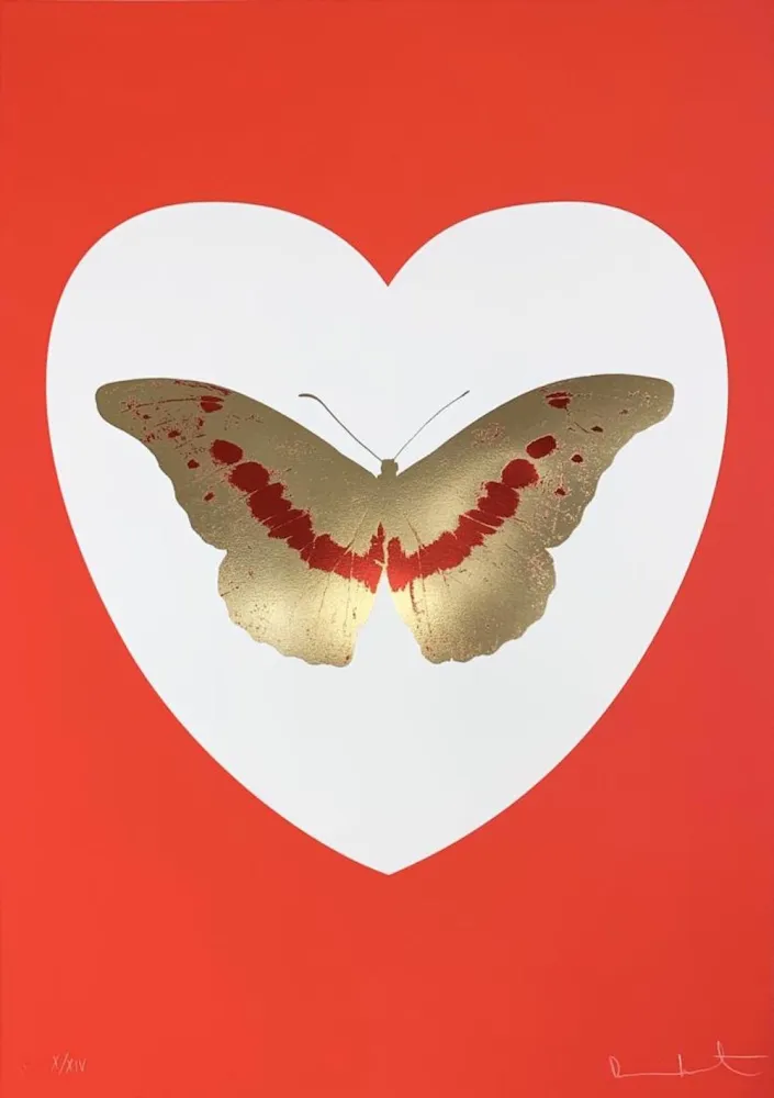 Zeefdruk Hirst - I Love You - White/ Red/ Cool Gold/ Poppy Red