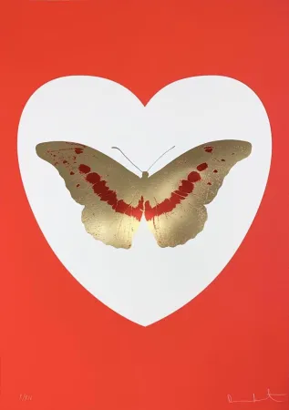 Zeefdruk Hirst - I Love You - White/ Red/ Cool Gold/ Poppy Red