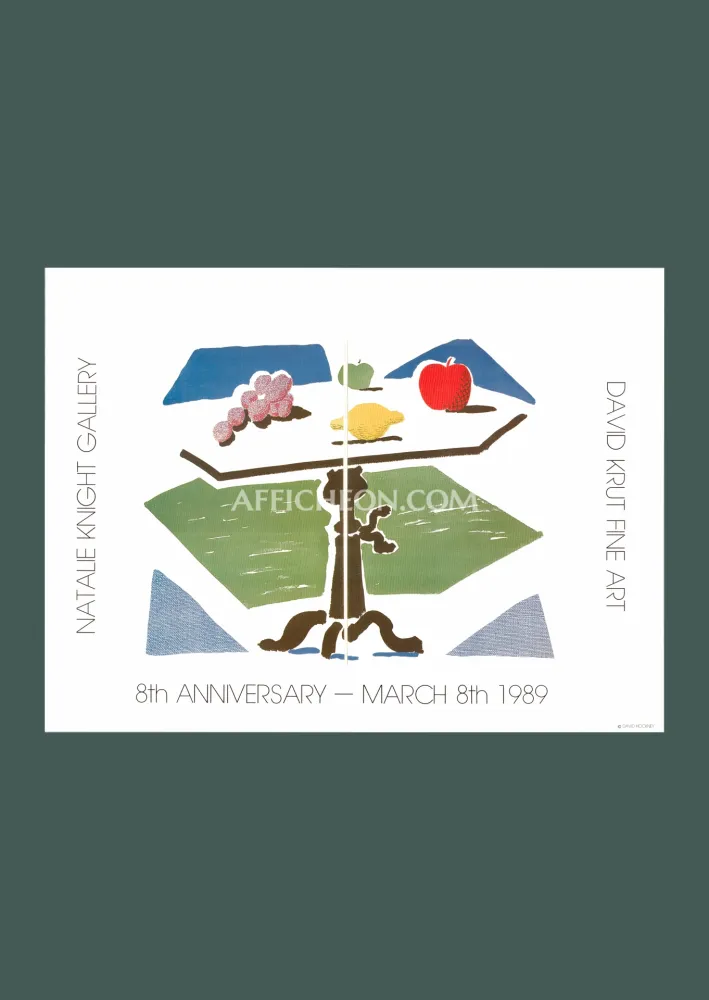 Lithografie Hockney - David Hockney: 'Apple, Grapes, Lemon on a Table' 1989 Offset-lithograph