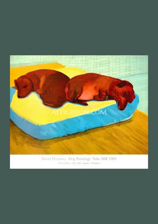 Lithografie Hockney - David Hockney: 'Dog Painting 38' 1995 Offset-lithograph
