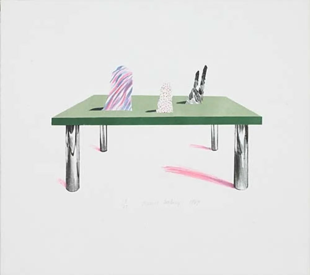 Lithografie Hockney - Glass Table with Objects