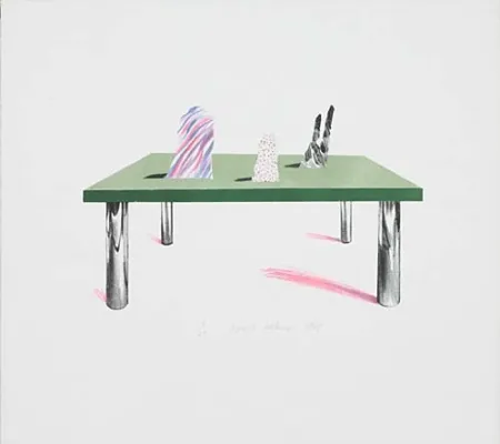 Lithografie Hockney - Glass Table with Objects