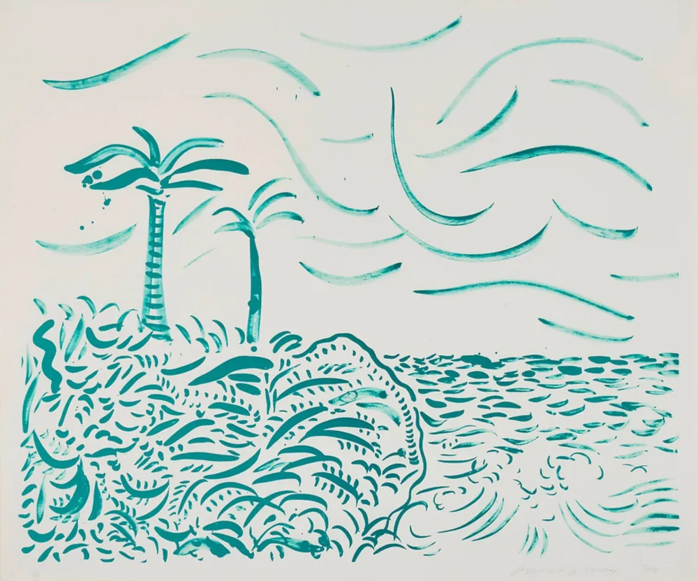 Lithografie Hockney - Green Bora Bora