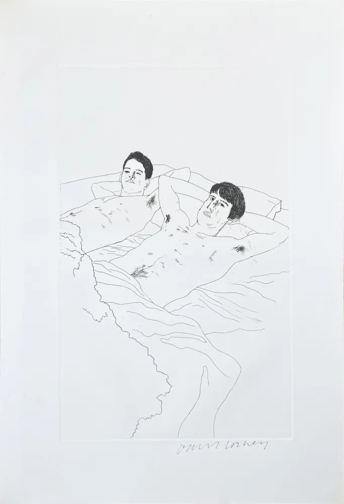 Ets En Aquatint Hockney - Illustrations for Fourteen Poems from C.P. Cavafy: In Despair