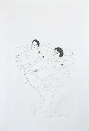 Ets En Aquatint Hockney - Illustrations for Fourteen Poems from C.P. Cavafy: In Despair