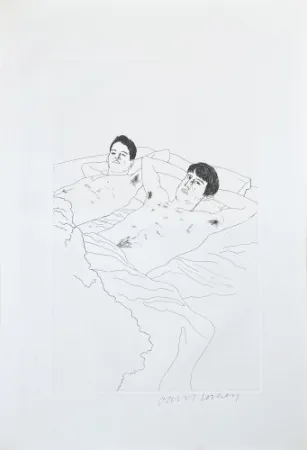 Ets En Aquatint Hockney - Illustrations for Fourteen Poems from C.P. Cavafy: In Despair