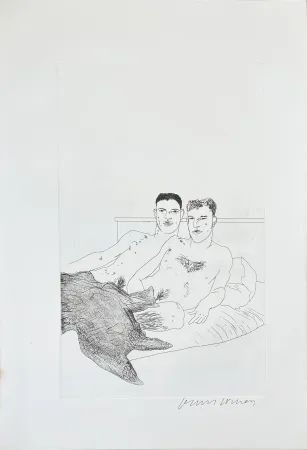 Ets En Aquatint Hockney - Illustrations for Fourteen Poems from C.P. Cavafy: The Beginning