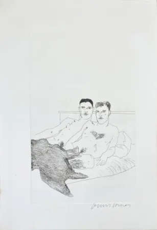 Ets En Aquatint Hockney - Illustrations for Fourteen Poems from C.P. Cavafy: The Beginning
