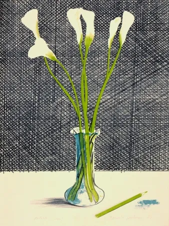 Lithografie Hockney - Lillies (Still Life)