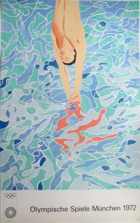 Lithografie Hockney - OL 1972 - The swimmer - Original colour lithograph
