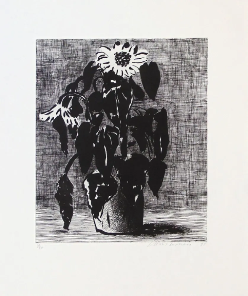 Ets En Aquatint Hockney - Sunflowers I