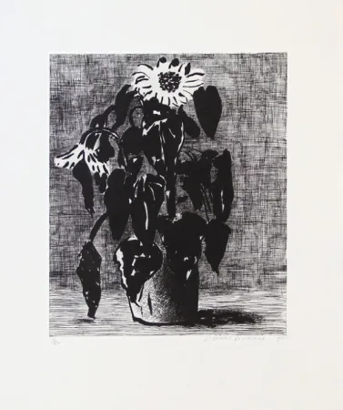 Ets En Aquatint Hockney - Sunflowers I