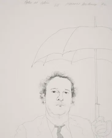 Ets En Aquatint Hockney - The Restaurateur - Peter At Odins