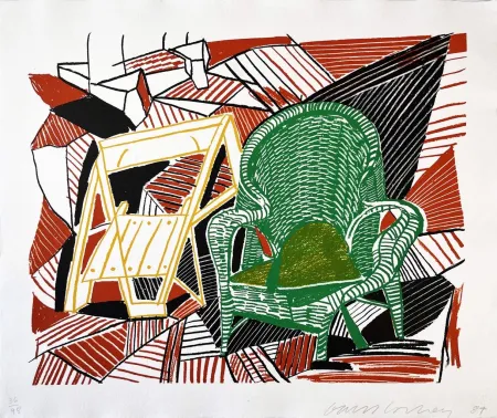 Lithografie Hockney - Two Pembroke Studio Chairs from the Moving Focus Series