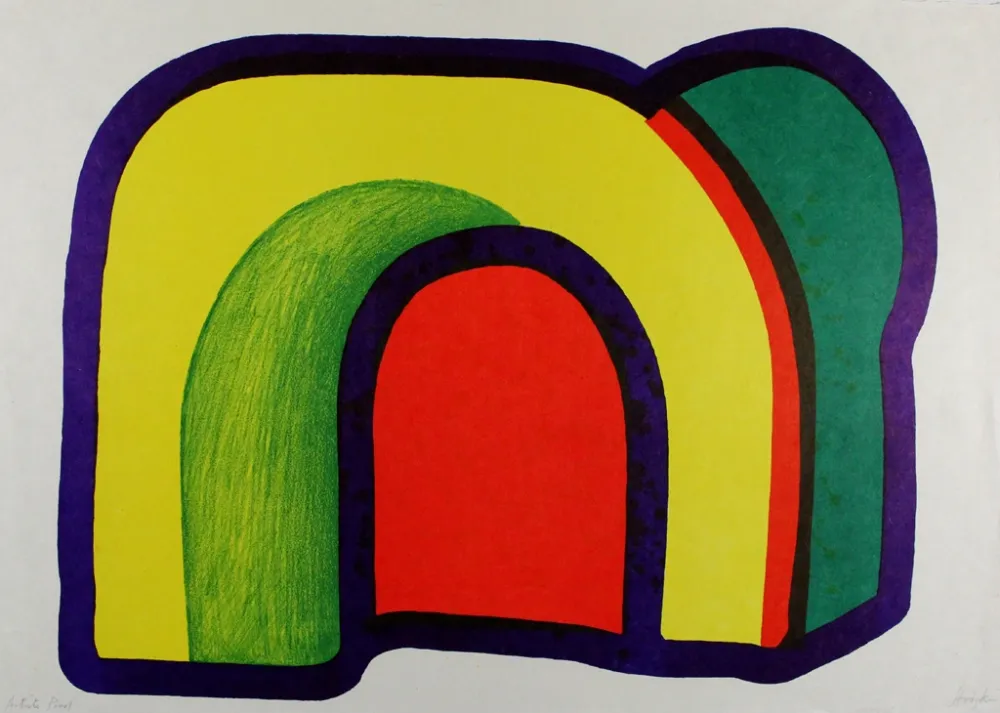 Lithografie Hodgkin - Composition with Red