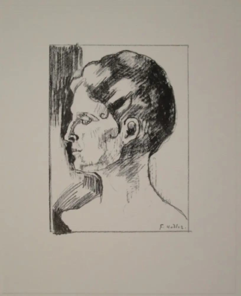 Lithografie Hodler - Profilbildnis von Frau Hodler.