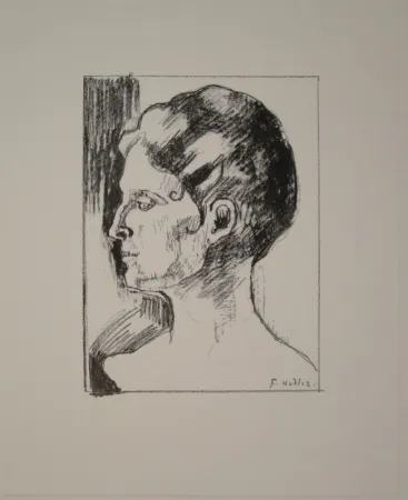 Lithografie Hodler - Profilbildnis von Frau Hodler.