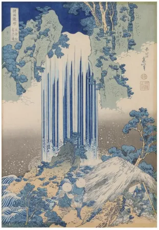 Houtsnede Hokusai - Cascade de Yōrō dans la province de Mino