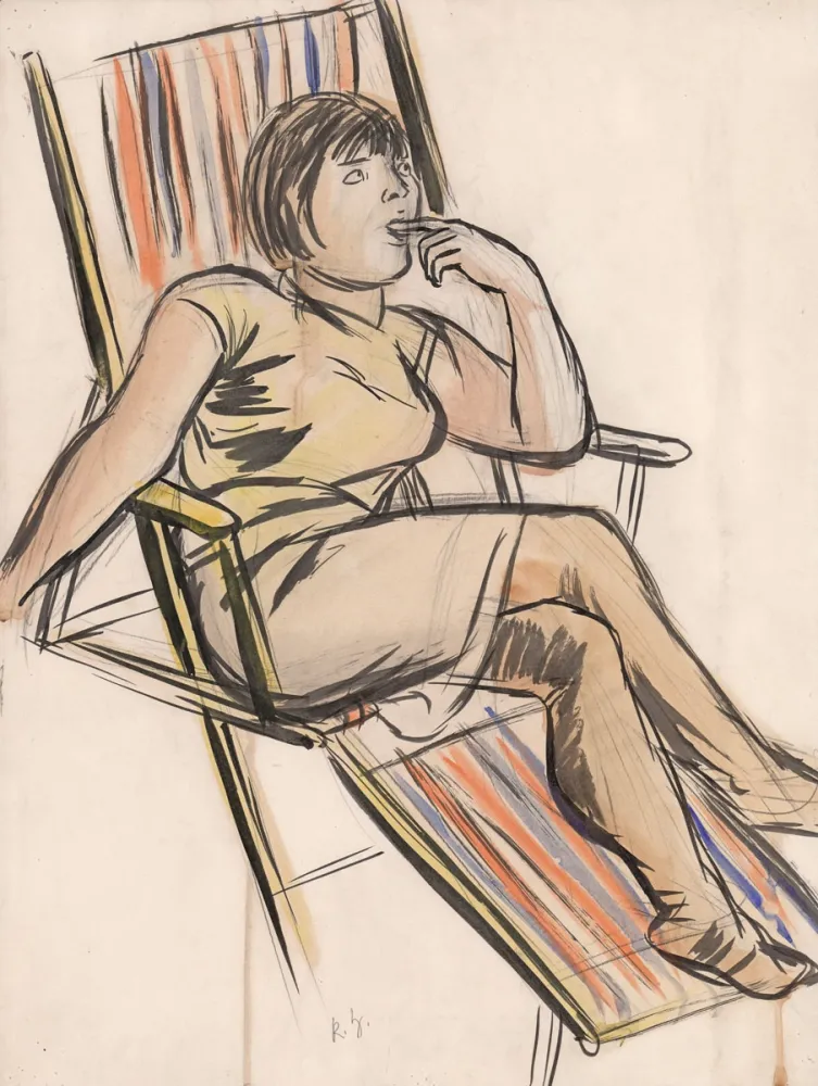 Geen Techniek Hubbuch - Marianne im Liegestuhl