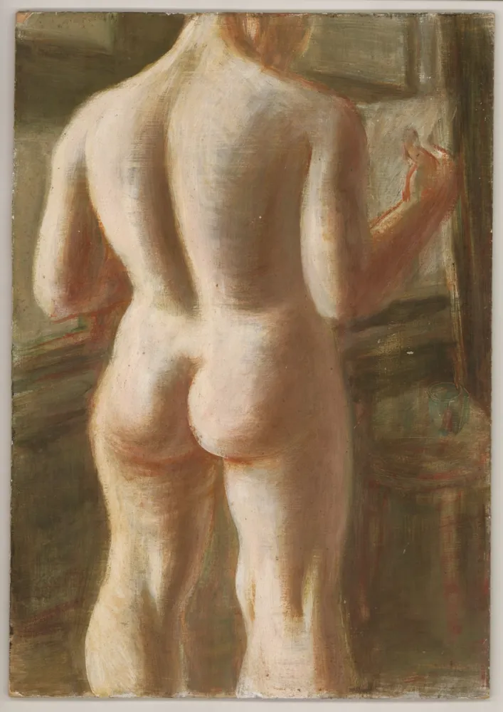 Geen Techniek Hubbuch - (Weiblicher, lesender Rückenakt - Marianne). 