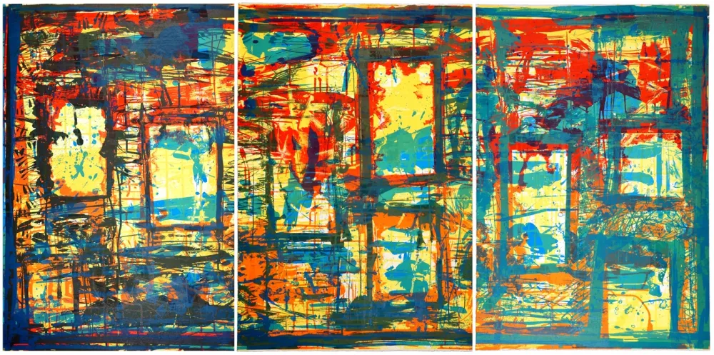 Lithografie Huftier - Fenêtre en Rajasthan