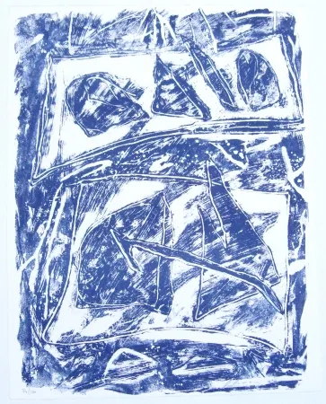 Lithografie Humair - Composition bleue 2