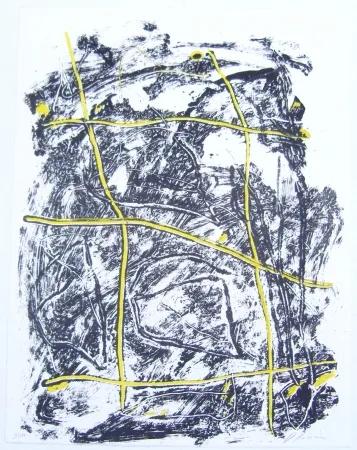 Lithografie Humair - Composition jaune et noire 2