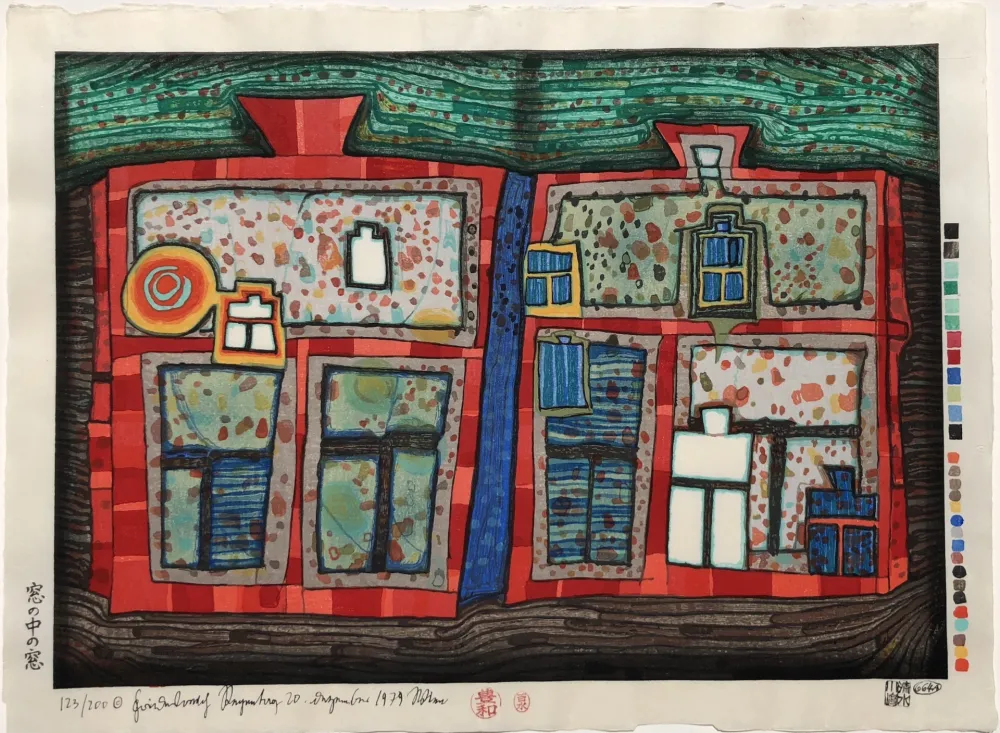 Houtsnede Hundertwasser - 2 to 13 Windows Afloat