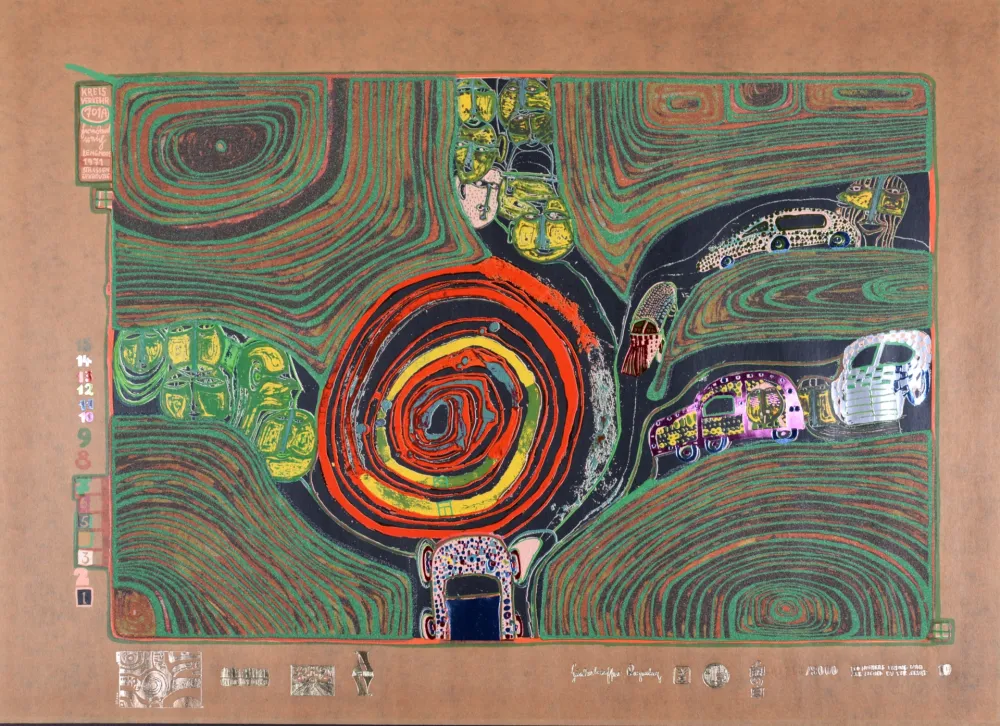 Lithografie Hundertwasser - Crusade of the crossroaders, Plate 10, 1970-72