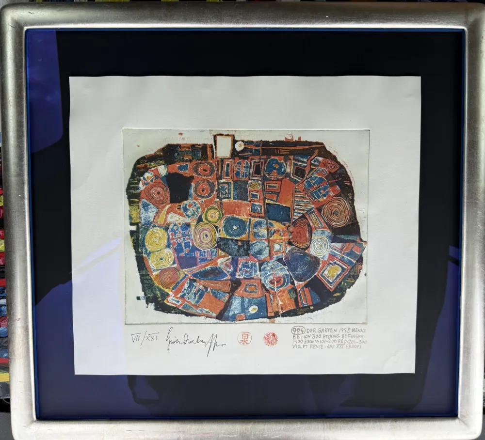 Ets En Aquatint Hundertwasser - Der Garten, The Garden, Le Jardin