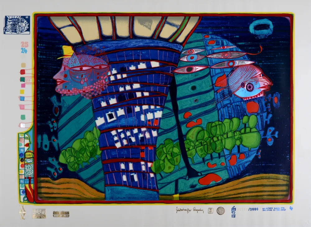 Zeefdruk Hundertwasser - Exodus Into Space, Plate 4, 1970-72