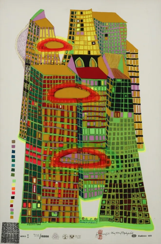 Zeefdruk Hundertwasser - Good Morning City