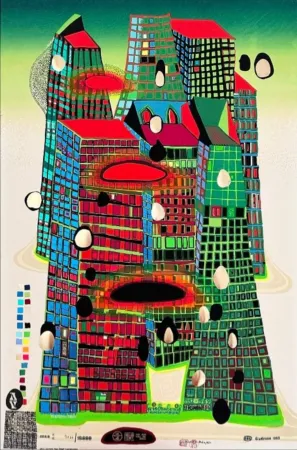 Zeefdruk Hundertwasser - Good Morning City