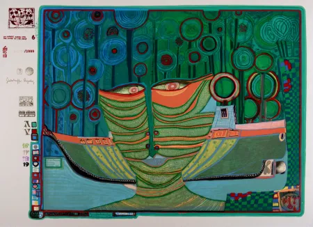 Zeefdruk Hundertwasser - Kolumbus Regentag in Indien, Plate 6, 1970-72