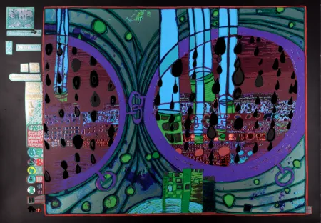 Lithografie Hundertwasser - Rainy day from the rain day, Plate 5, 1970-72