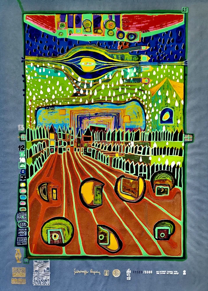 Zeefdruk Hundertwasser - Strasse der Überlebenden