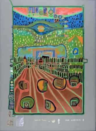 Zeefdruk Hundertwasser - Street for survivers, Plate 2, 1970-72