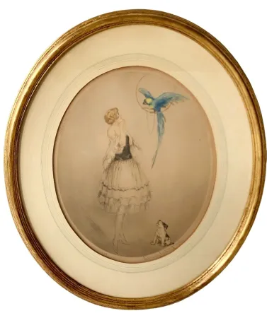 Ets En Aquatint Icart - Blue Parrot