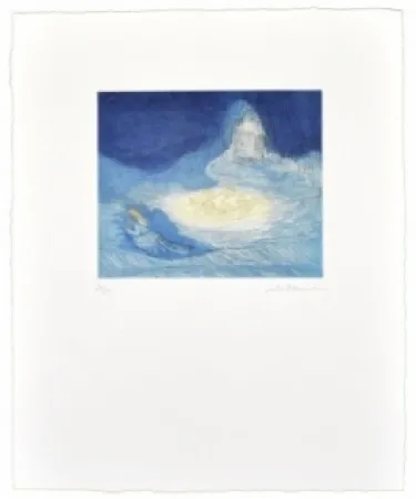 Aquatint Ikemura  - La huida de los montes azules