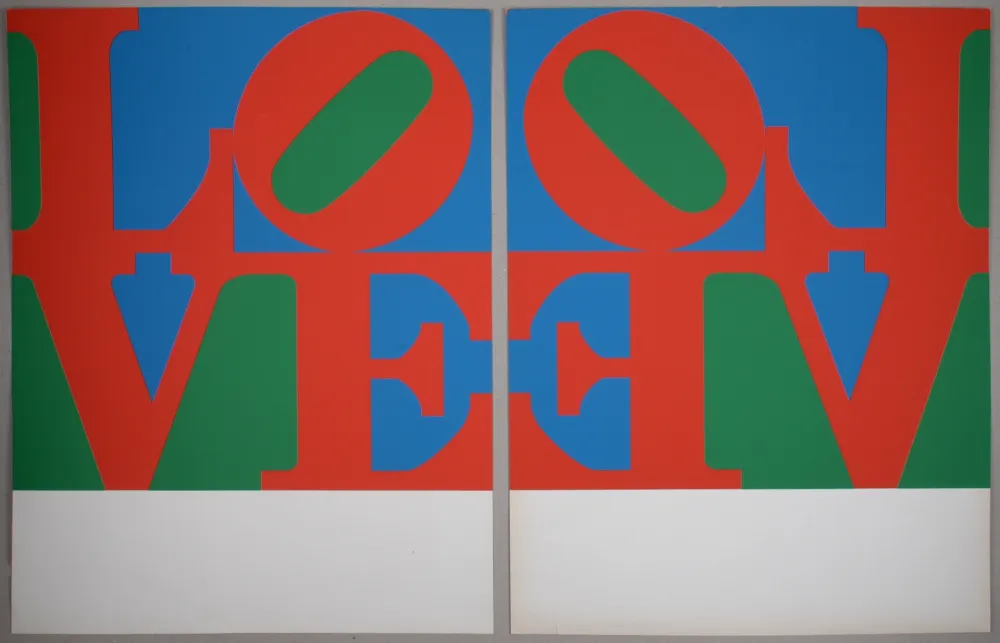 Zeefdruk Indiana - Diptych, from LOVE Wall (LOVE Frieze), 1967 - Hand-signed